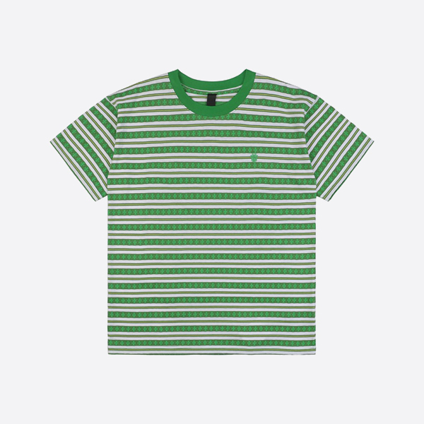 クロームハーツ ストライプ ロゴ Tシャツ グリーン