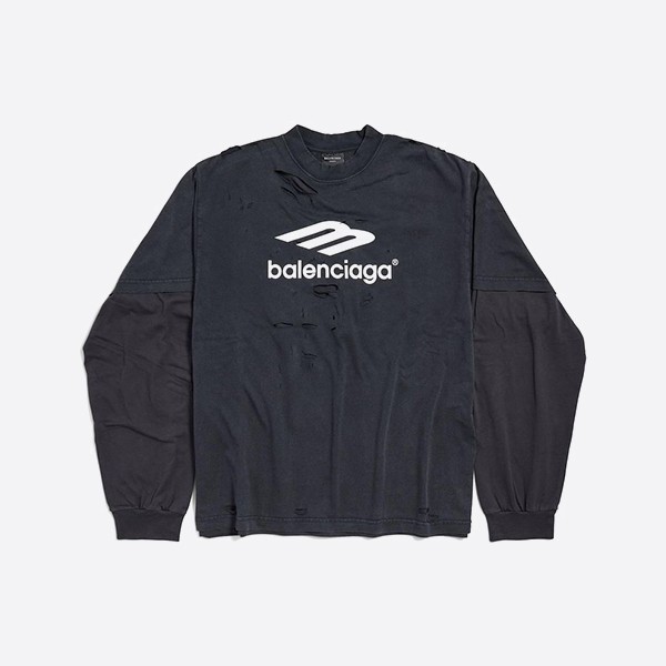 バレンシアガ 3b スポーツ アイコン レイヤード Tシャツ ミディアムフィット ブラック