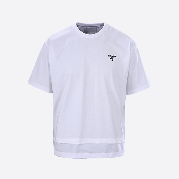 プラダ ロゴ リナイロン ジャージー Tシャツ ホワイト