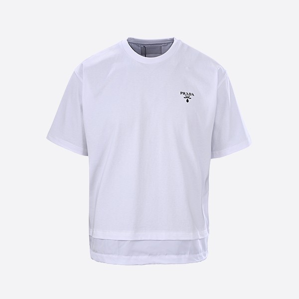 プラダ ロゴ リナイロン ジャージー Tシャツ ホワイト