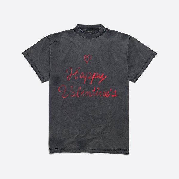 バレンシアガ リップスティック バレンタイン Tシャツ ブラック フェード