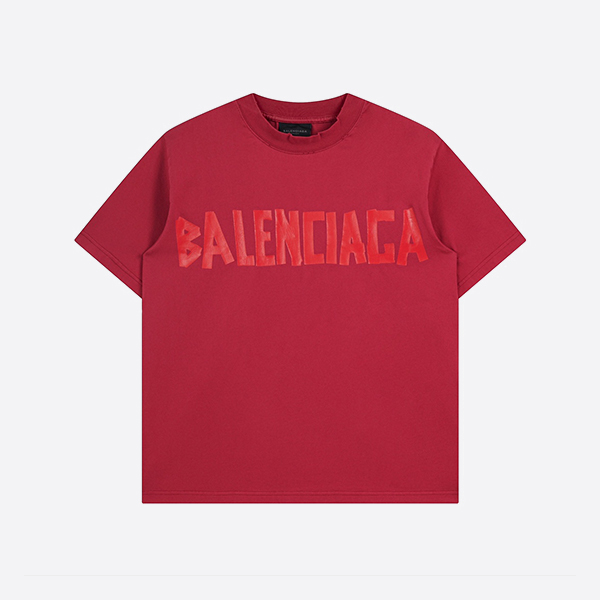 バレンシアガ テープタイプTシャツ ミディアムフィット ラズベリー