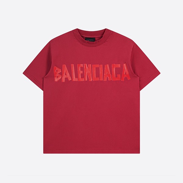 バレンシアガ テープタイプTシャツ ミディアムフィット ラズベリー