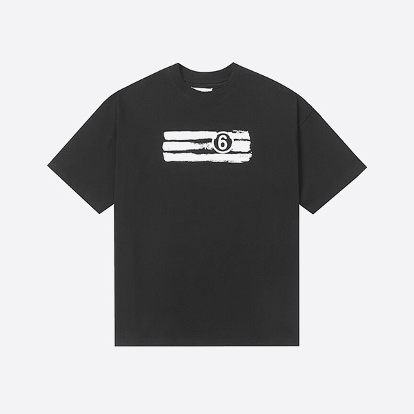 MM6 メゾン・マルジェラ コットン 数字ロゴ Tシャツ ブラック