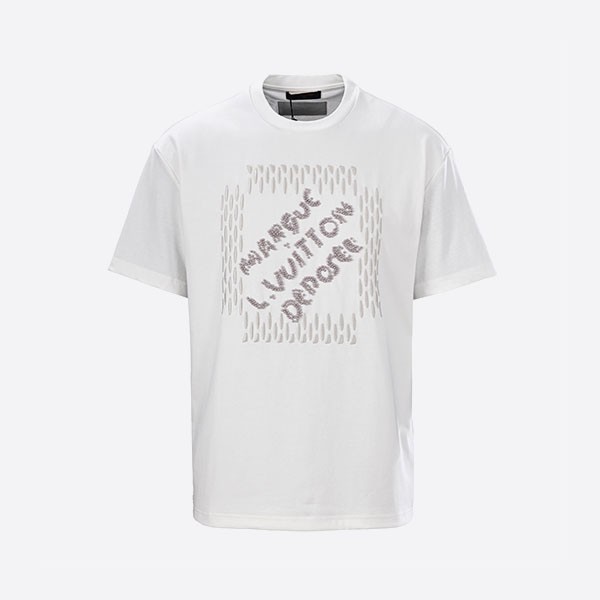 ルイ・ヴィトン 刺繍シグネチャーコットンTシャツ ホワイト
