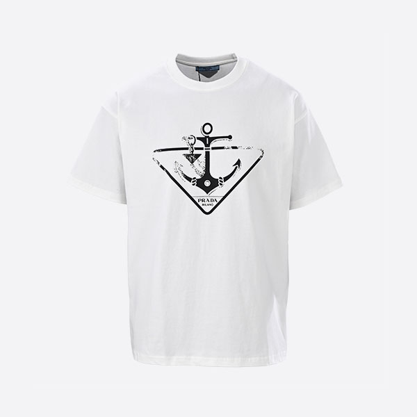 プラダ ホワイト ジャージー アンカー Tシャツ