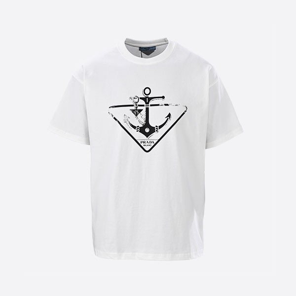 プラダ ホワイト ジャージー アンカー Tシャツ