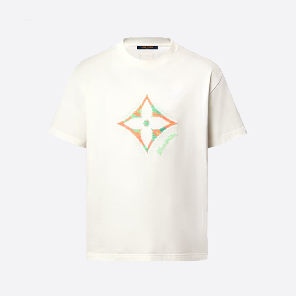 ルイ・ヴィトン モノグラム フラワー 3D グラデーションプリント Tシャツ ホワイト