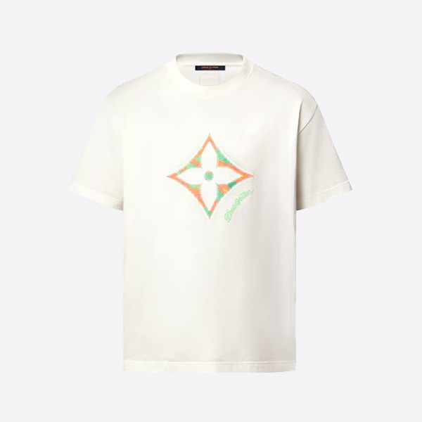 ルイ・ヴィトン モノグラム フラワー 3D グラデーションプリント Tシャツ ホワイト