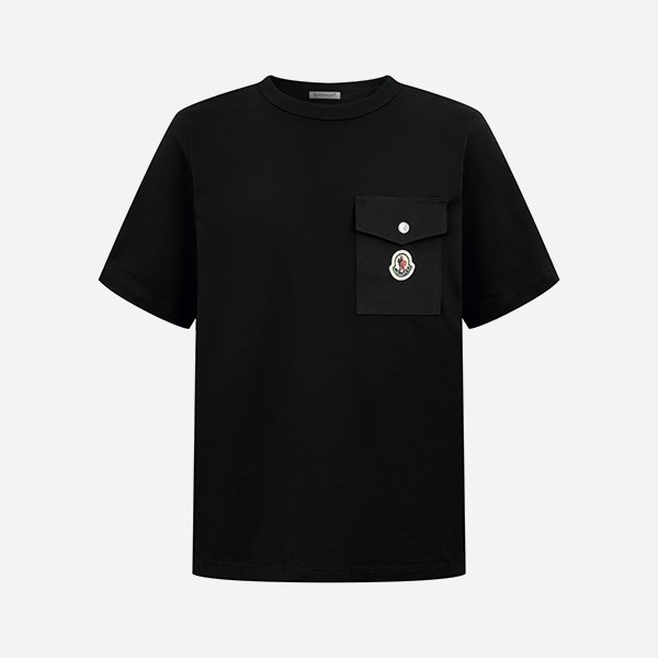 モンクレール フロントポケット ロゴ Tシャツ ブラック