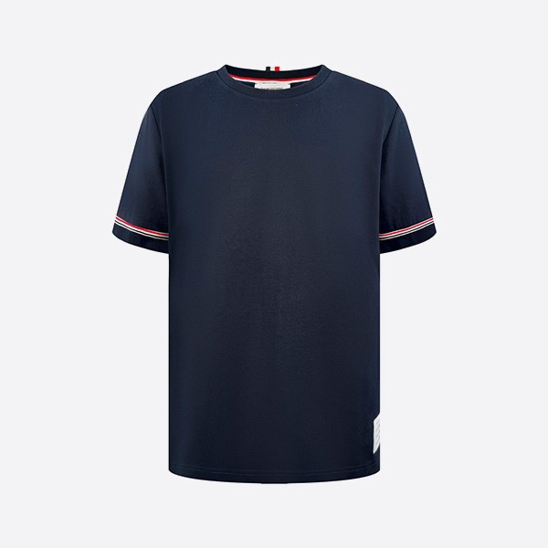 トムブラウン コットン ラグビー 半袖Tシャツ ネイビー