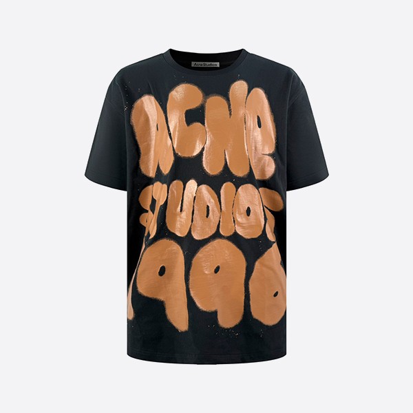 アクネ・ストゥディオズ Tシャツ ロゴ リラックス ユニセックスフィット ブラック