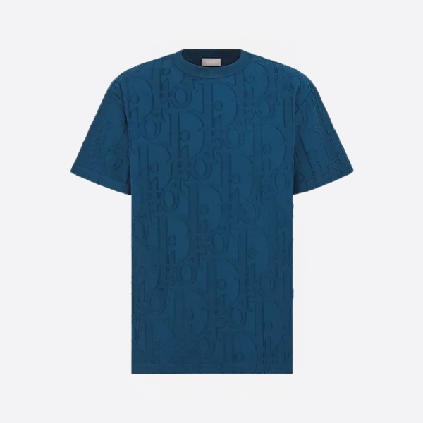 「正規品級」ディオール オブリーク Tシャツ リラックスフィット ディープブルー コットンジャージー