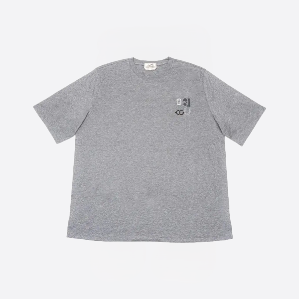 「正規品級」エルメス Hパズル Tシャツ レザーディテール グレー