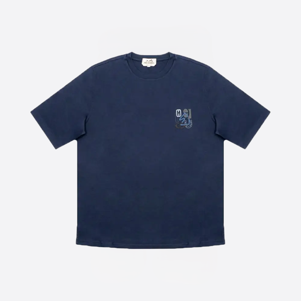「正規品級」エルメス Hパズル Tシャツ レザーディテール ネイビー