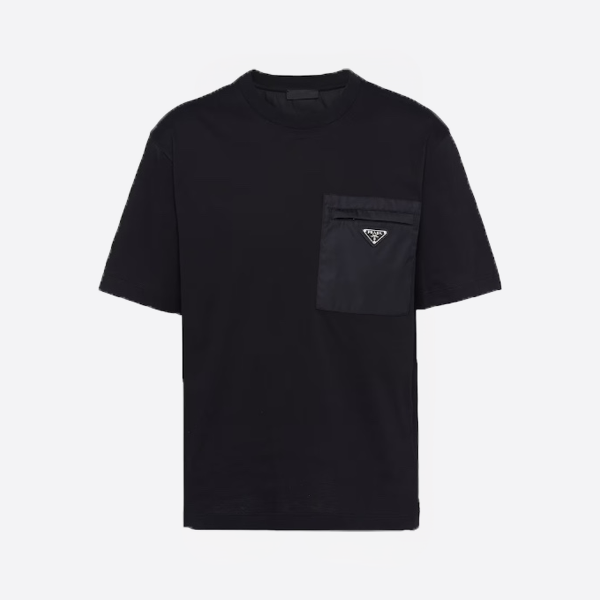 「正規品級」プラダ Re-ナイロン＆ジャージーTシャツ ブラック