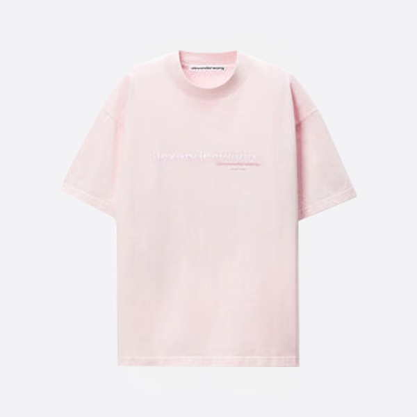 「正規品級」アレキサンダー ワン ピンク コットン オーバーサイズ ロゴ Tシャツ（ライトピンク）