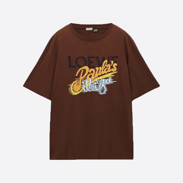 「正規品級」ロエベ ルーズフィットTシャツ コットン ブラウン