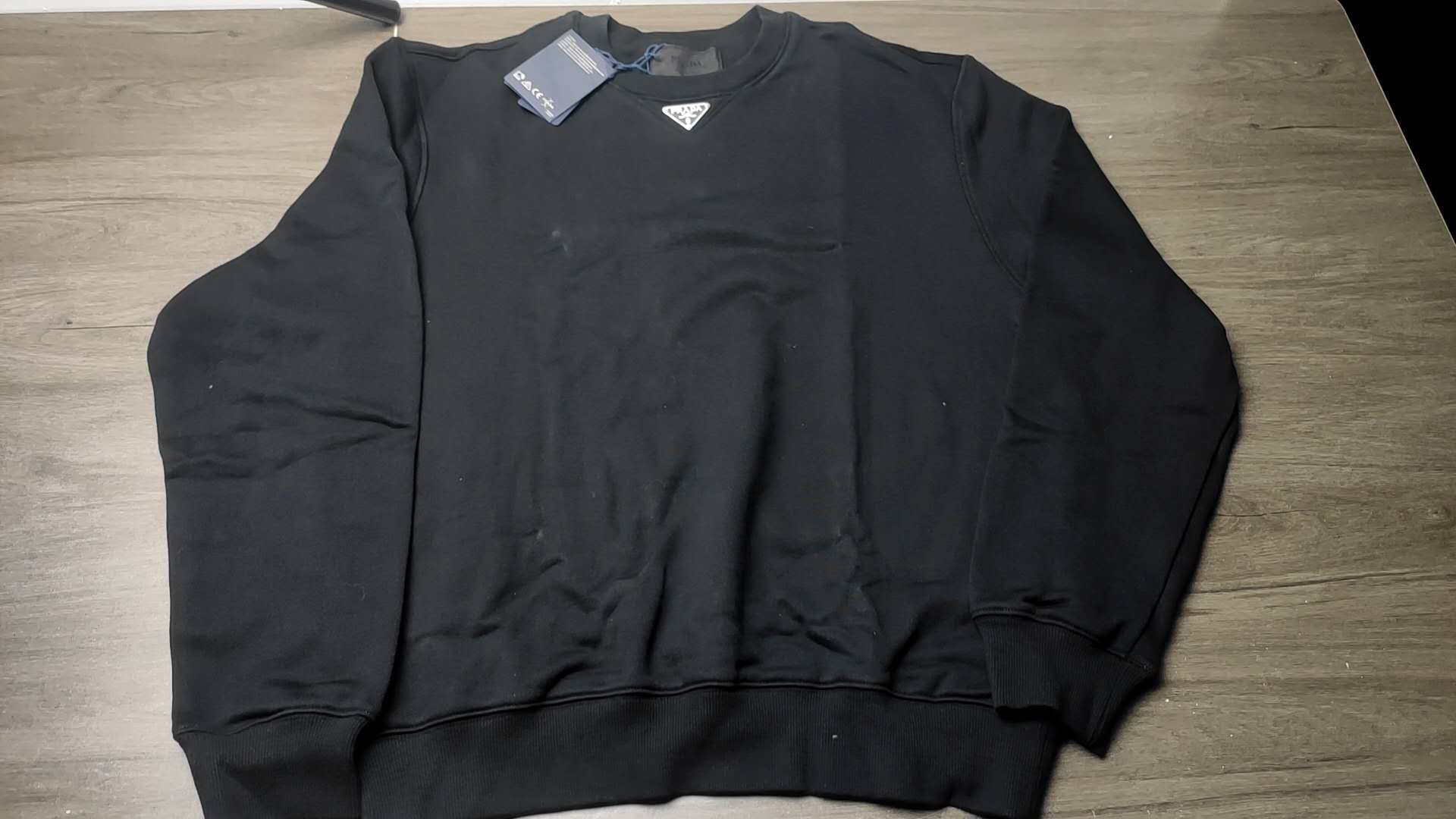 Prada 24Fw triangle logo basic crew neck sweatshirt