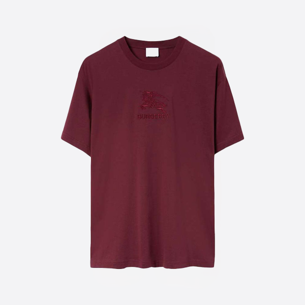 「正規品級」バーバリー EKD コットン Tシャツ ディープクリムゾン