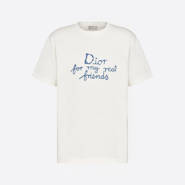 「正規品級」ディオール アンド ハイルトン ネル Tシャツ、リラックスフィット ホワイト コットンジャージー