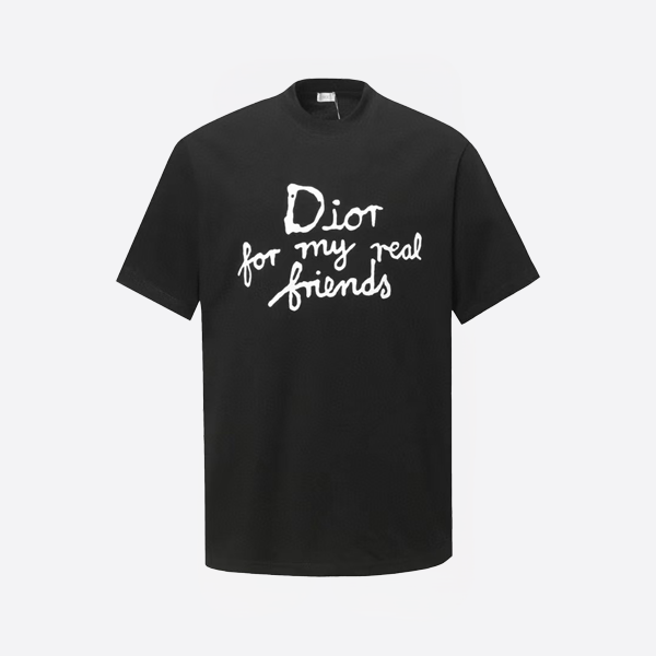 「正規品級」ディオール アンド ハイルトン ネル Tシャツ、リラックスフィット ブラック コットンジャージー