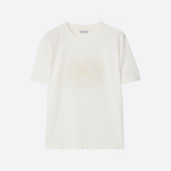 「正規品級」バーバリー EKD オークリーフ クレスト コットン Tシャツ ホワイト