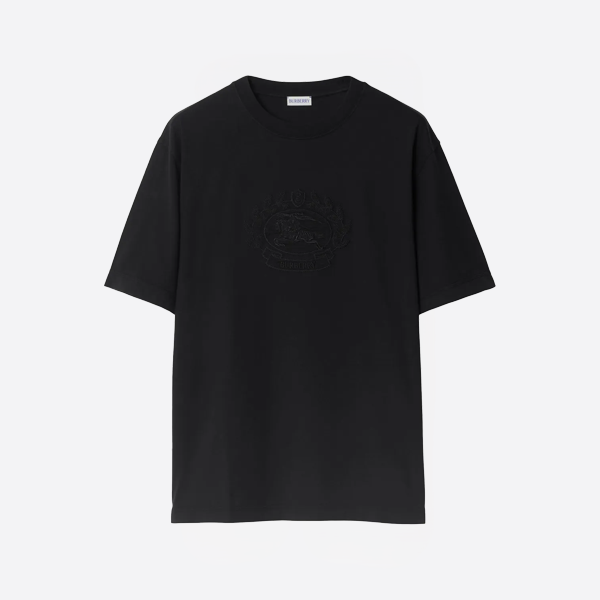 「正規品級」バーバリー EKD オークリーフ クレスト コットン Tシャツ ブラック
