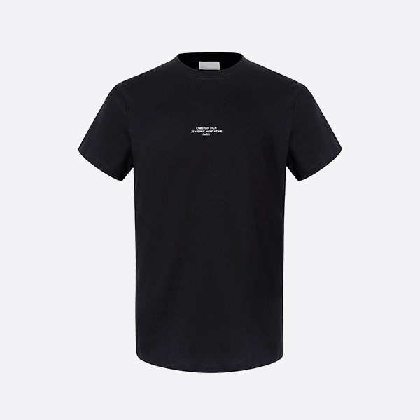 ディオール モンテーニュ Tシャツ、レギュラーフィット ブラック シルケットコットンジャージー