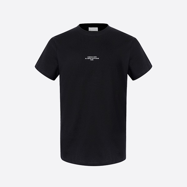ディオール モンテーニュ Tシャツ、レギュラーフィット ブラック シルケットコットンジャージー
