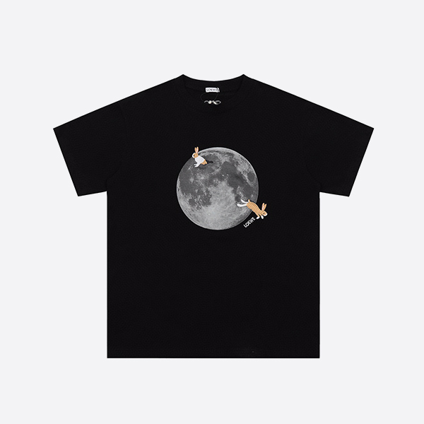 ロエベ ムーン リラックスフィット Tシャツ コットン ブラック