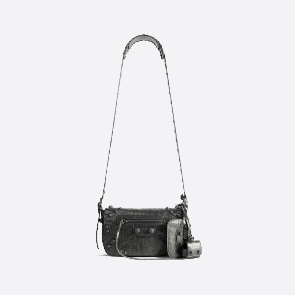 バレンシアガ ル・カゴーレ Xs フラップ バッグ メタライズド メタリック グレー 7190822AAWR1