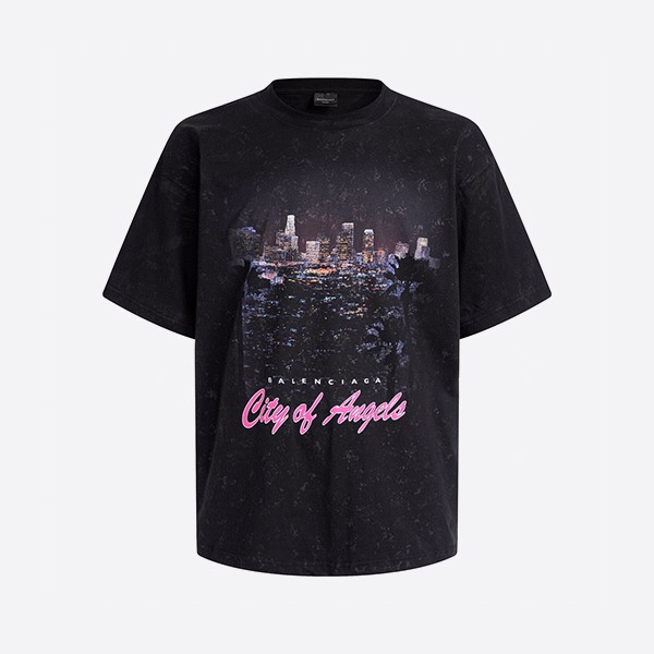 バレンシアガ シティ オブ エンジェル シュランク Tシャツ ブラック フェード