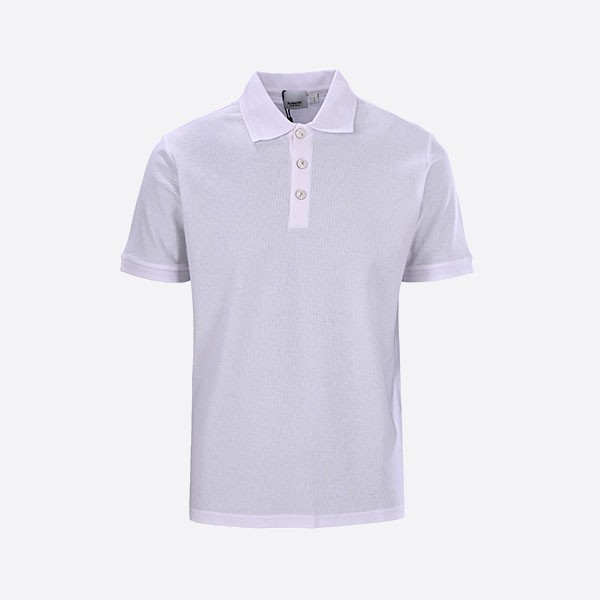 バーバリー SS21 メッシュコットン 半袖ポロシャツ ホワイト
