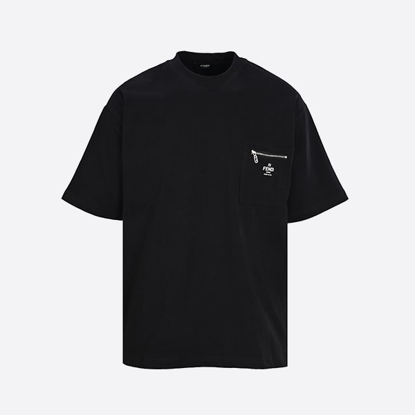 フェンディ ロゴ オルロック 胸ポケット Tシャツ ブラック