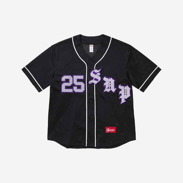 シュプリーム オールドイングリッシュ ベースボールジャージ ブラック