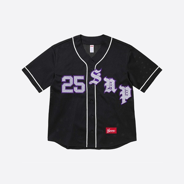 シュプリーム オールドイングリッシュ ベースボールジャージ ブラック
