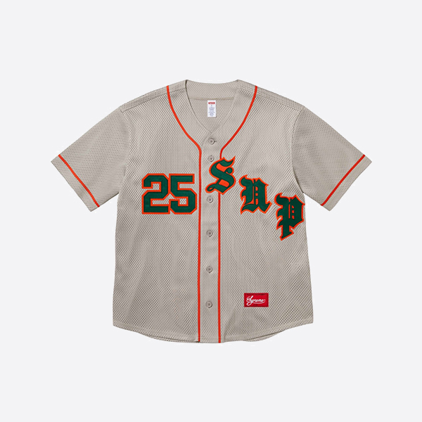 シュプリーム オールドイングリッシュ ベースボールジャージ グレー
