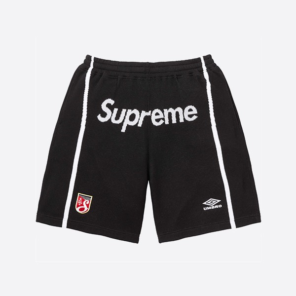 シュプリーム x アンブロ ニット サッカーショーツ ブラック