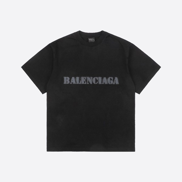 バレンシアガ ステンシルタイプ Tシャツ ミディアムフィット ブラック