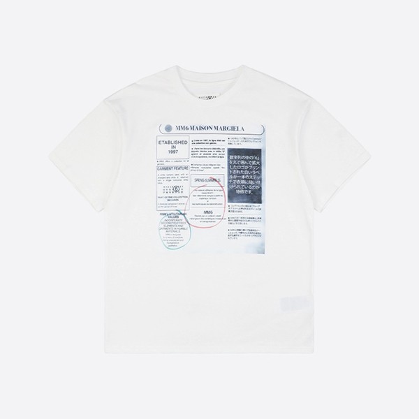MM6 メゾン・マルジェラ ニュースペーパーロゴ Tシャツ ホワイト