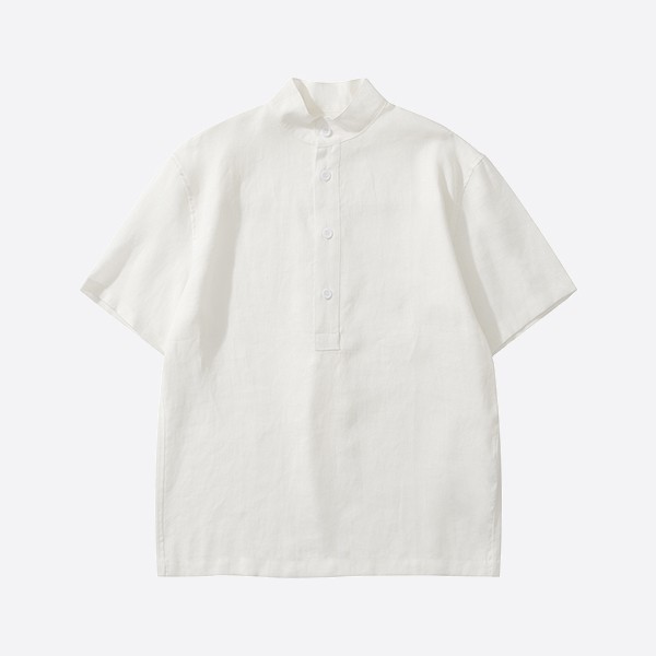 ロロ ピアーナ 白山リネン 半袖シャツ ホワイト