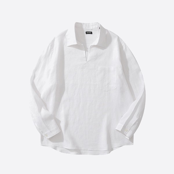 ゼニア クロスオーバー ブレンド ポロシャツ SS25 ホワイト
