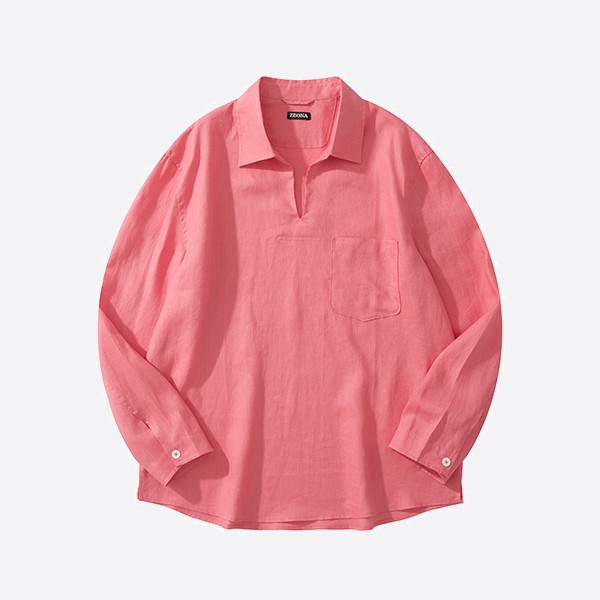 ゼニア クロスオーバー ブレンド ポロシャツ SS25 ピンク