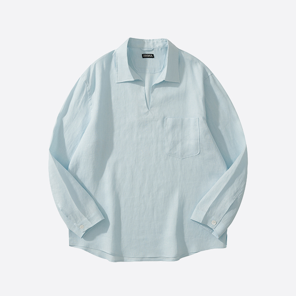 ゼニア クロスオーバー ブレンド ポロシャツ SS25 ブルー