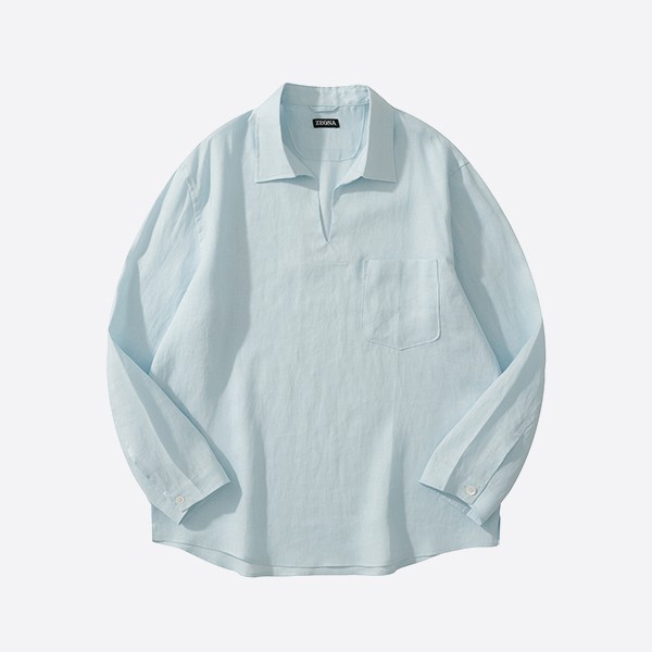 ゼニア クロスオーバー ブレンド ポロシャツ SS25 ブルー