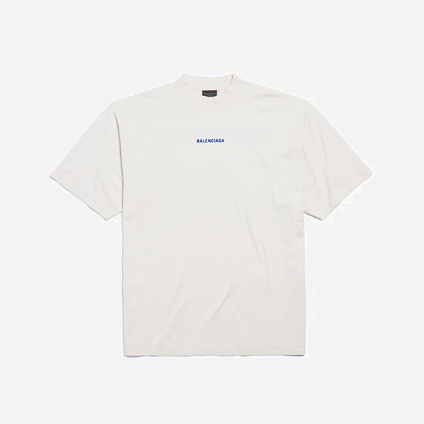 バレンシアガ バックTシャツ ミディアムフィット ダーティホワイト/ブルー