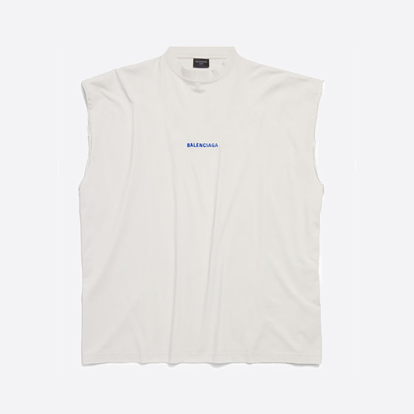 バレンシアガ バックノースリーブTシャツ（ダーティホワイト/ブルー）