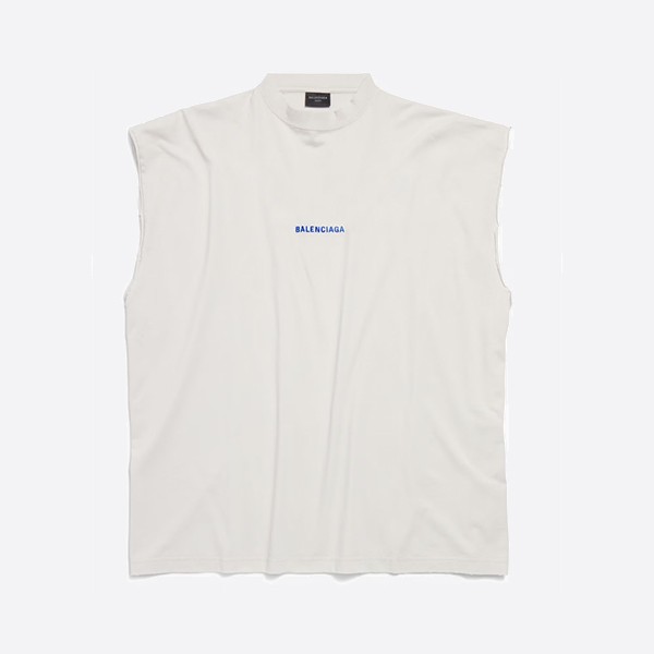 バレンシアガ バックノースリーブTシャツ（ダーティホワイト/ブルー）