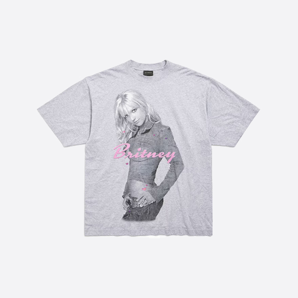 バレンシアガ ブリトニー・スピアーズ シリーズ Tシャツ ミディアムフィット ライトグレー/ピンク